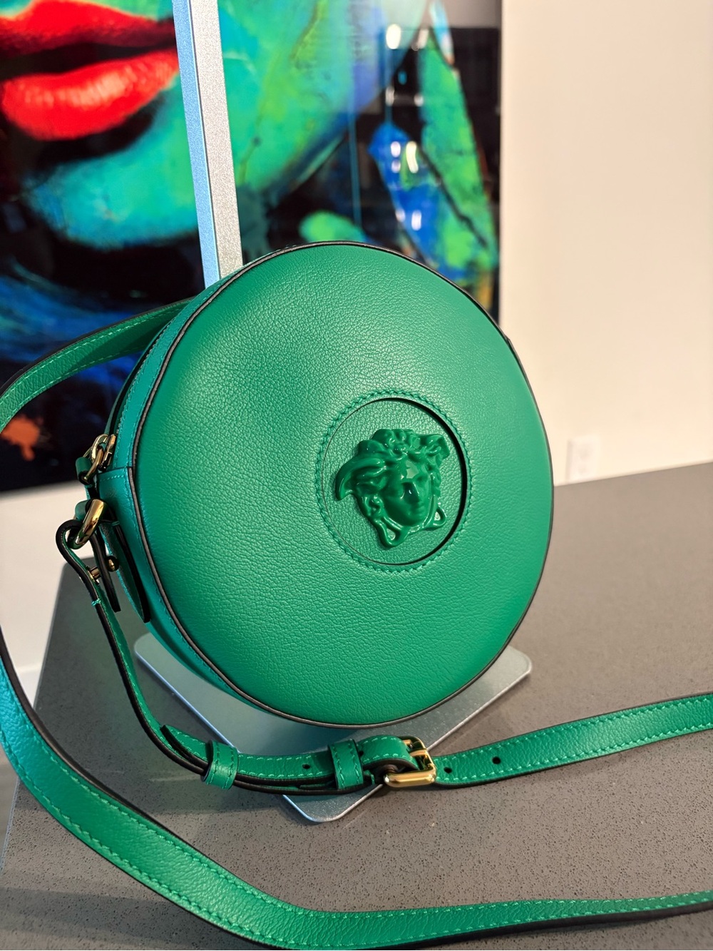 Versace Round Medusa Crossbody Bag in Green - Picture 6 of 9